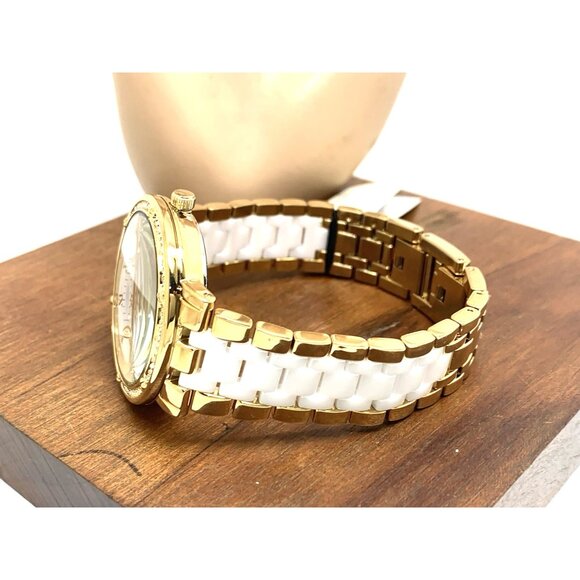 Anne Klein Women's Watch AK/3994 Quartz MOP Dial White Ceramic Gold Steel 36mm - Picture 9 of 14